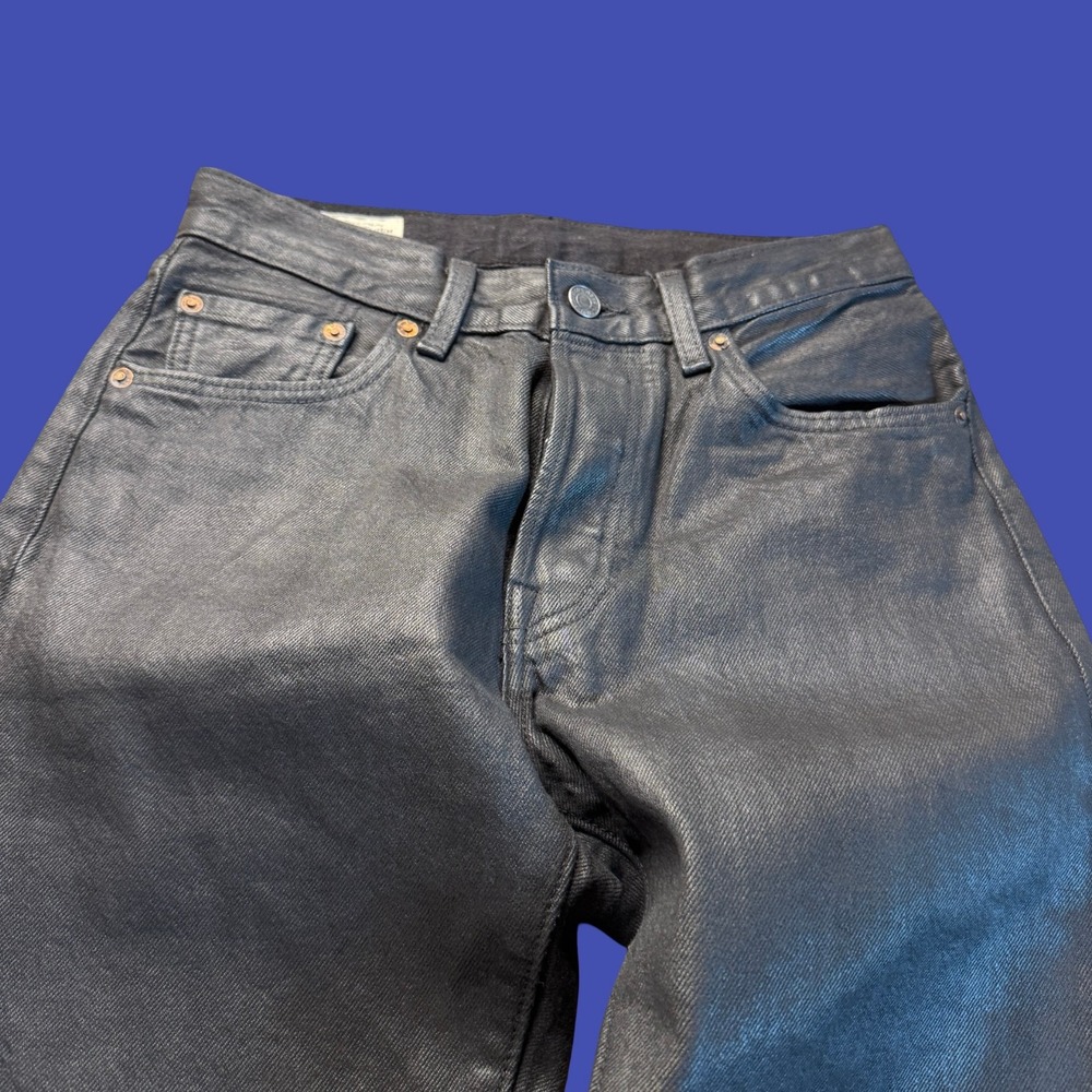Levi's Premium 501 '54 Jeans W28 L32 Black Coated Wax Straight Leg Denim - Picture 3 of 12